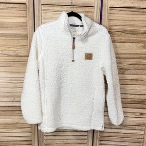 Shelly Cove White Sherpa Quarter-Zip Pullover Size Small